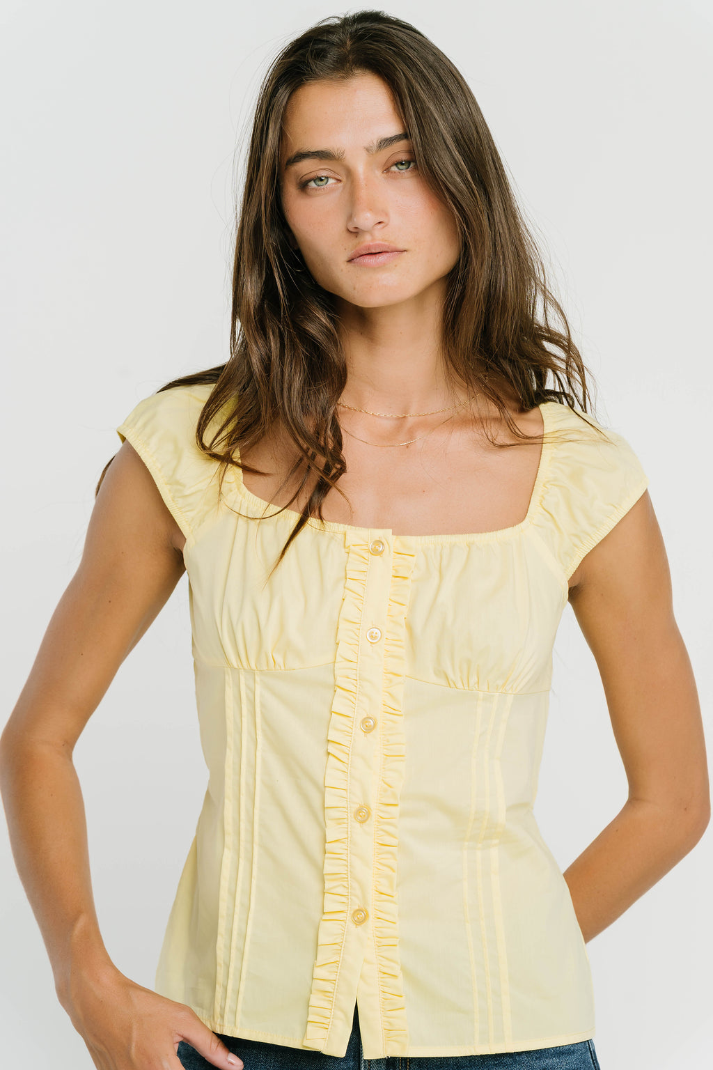 Paloma Pleated Blouse in Yellow