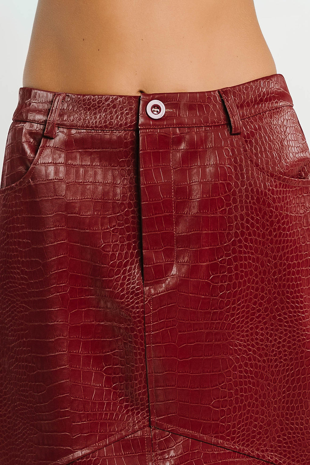 Walter Vegan Leather Midi Skirt in Wine