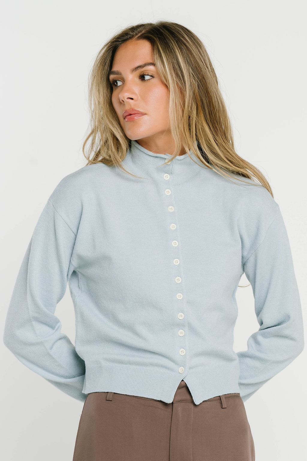 Maya Button Up Sweater in Blue