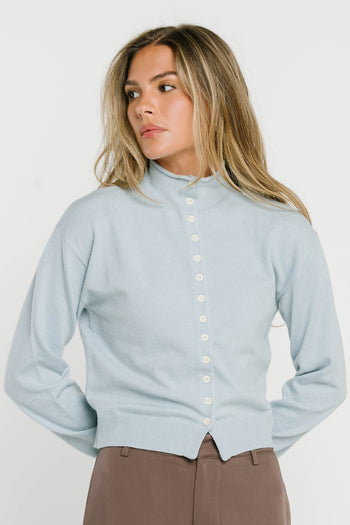 Maya Button Up Sweater in Blue