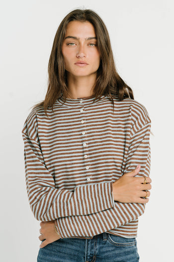 Julianne Striped Cardigan in Brown