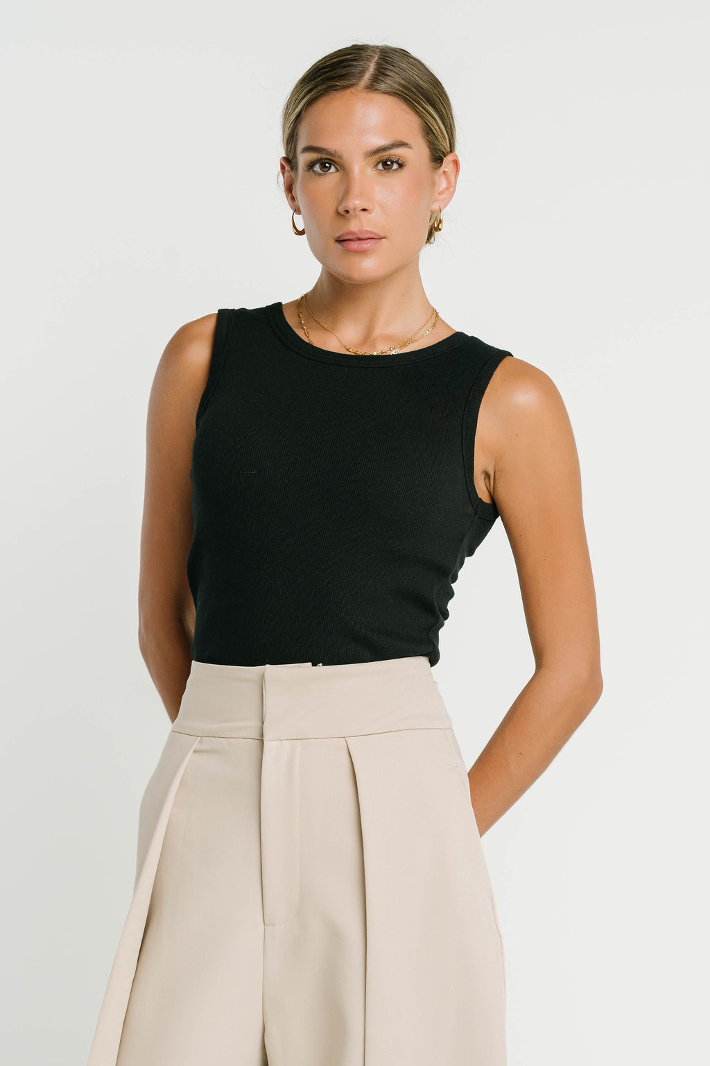 Calla Folded Trousers in Tan
