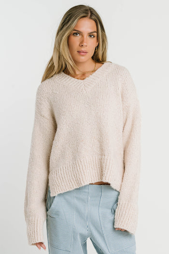 Junie Fuzzy Sweater in Cream