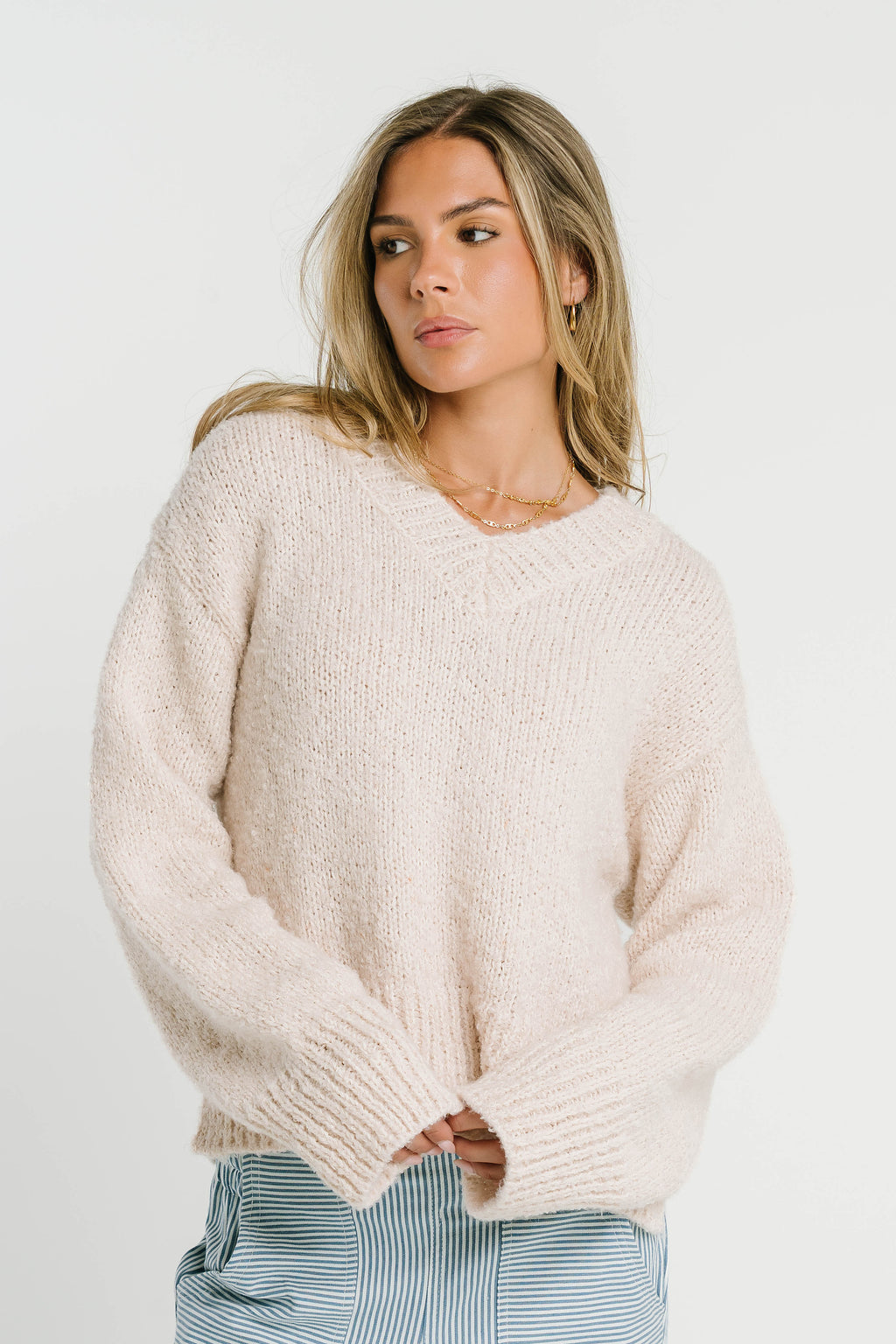 Junie Fuzzy Sweater in Cream