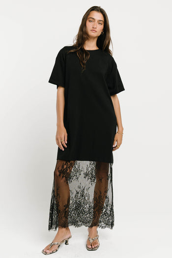 Tracie T-Shirt Dress in True Black