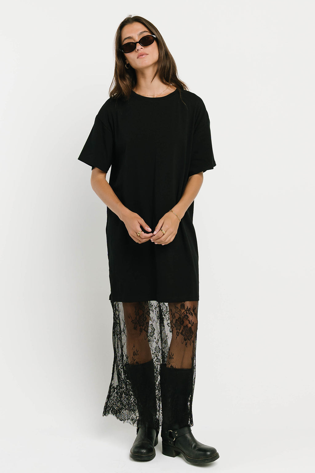 Tracie T-Shirt Dress in True Black