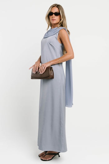 Lauren Satin Maxi Dress in Blue