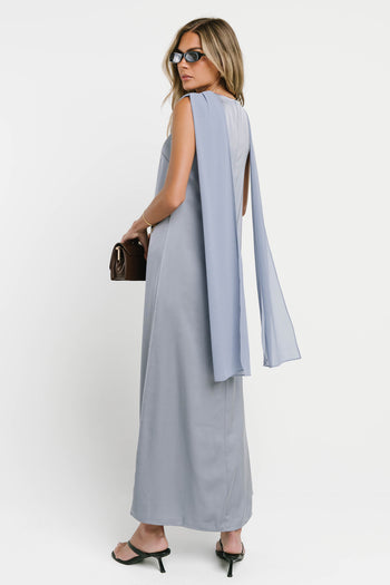 Lauren Satin Maxi Dress in Blue
