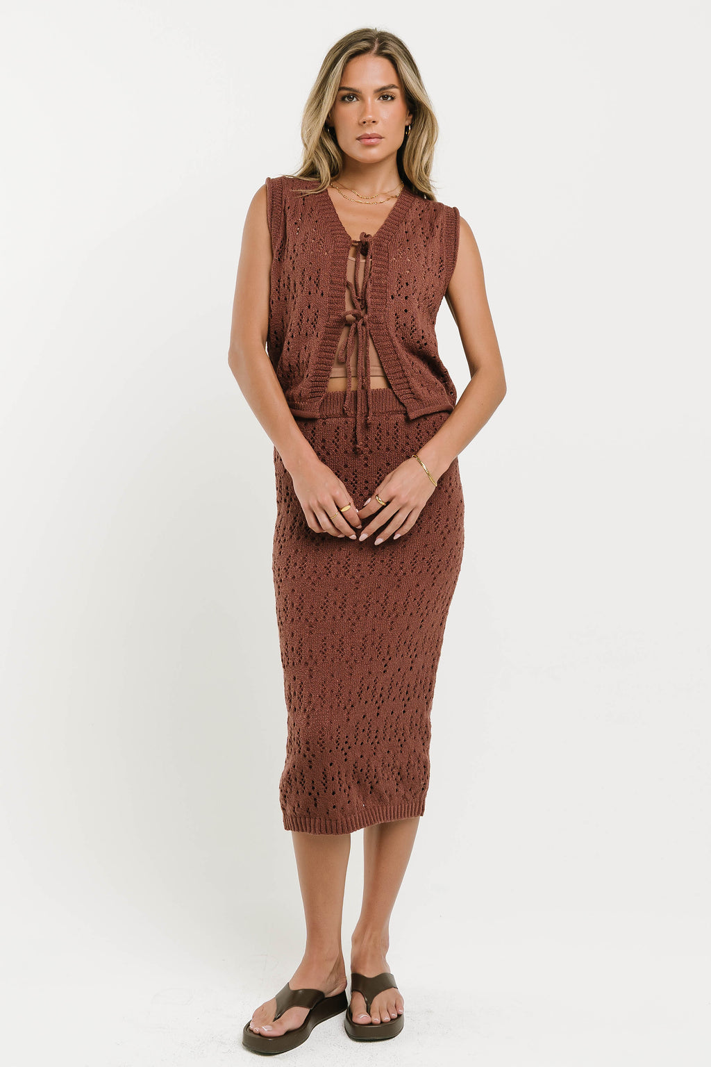 Joana Knit Vest in Marsala - FINAL SALE