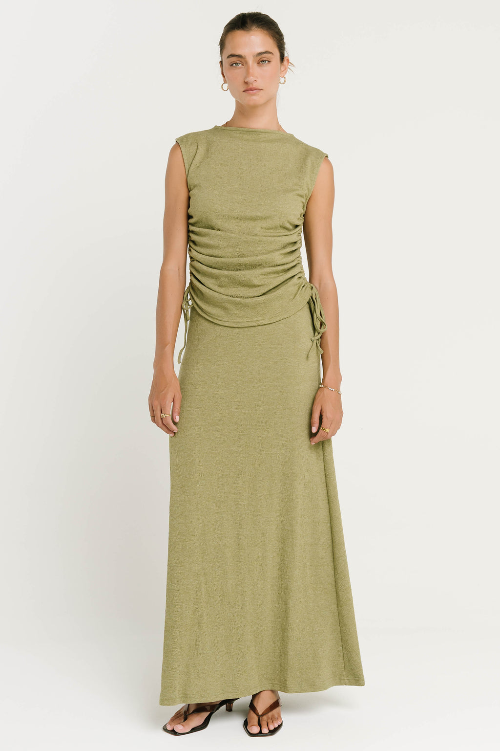Freda Ruched Top in Green