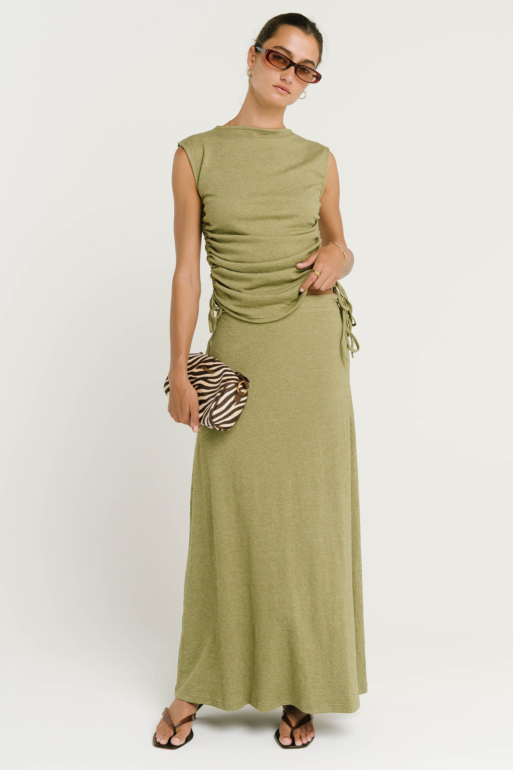 Freda Ruched Top in Green