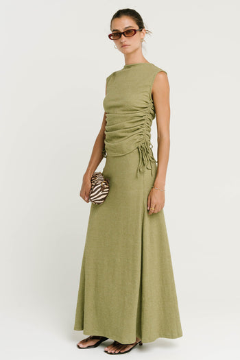 Freda Ruched Top in Green