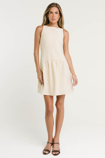 Jolena Drop Waist Mini Dress in Yellow