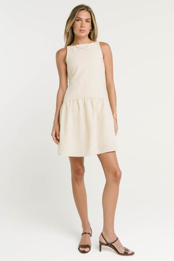 Jolena Drop Waist Mini Dress in Yellow