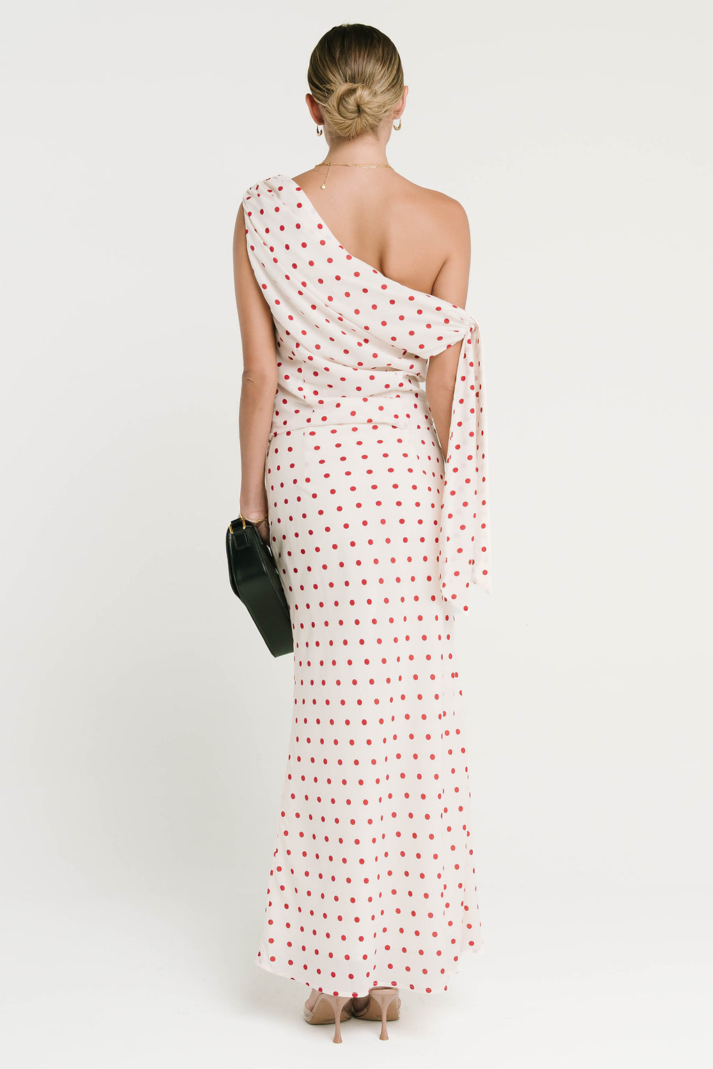 Haven Satin Polka Dot Skirt in Cream