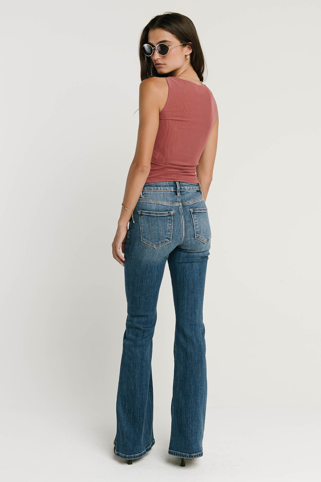Melly Diagonal Ruched Top in Mauve