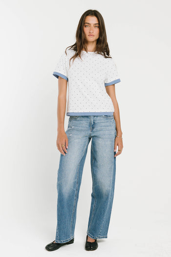 Eve Layered Polka Dot Top in Off White