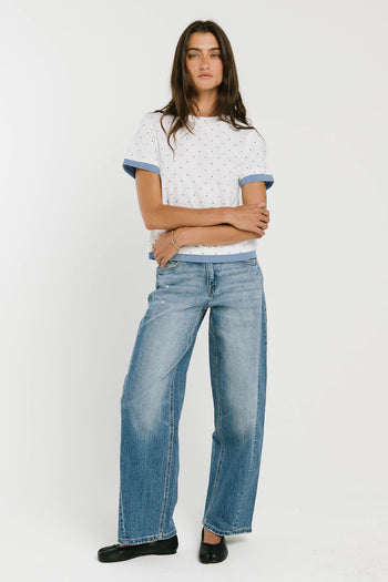 Eve Layered Polka Dot Top in Off White