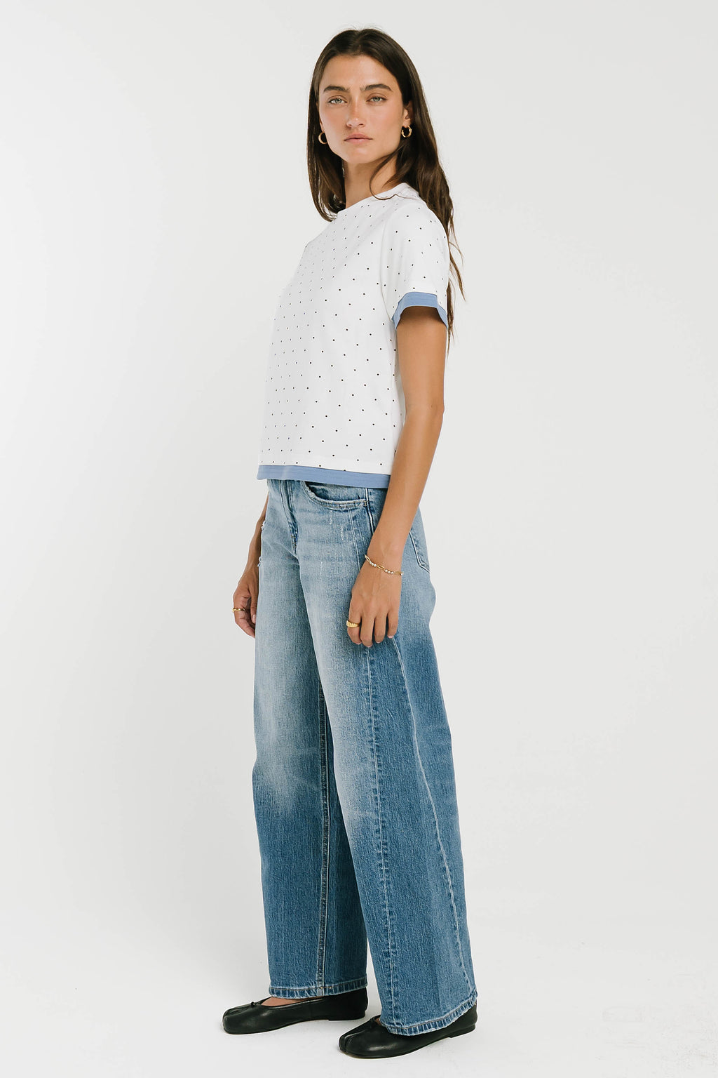 Eve Layered Polka Dot Top in Off White