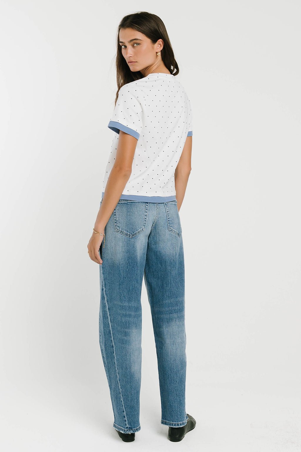 Eve Layered Polka Dot Top in Off White