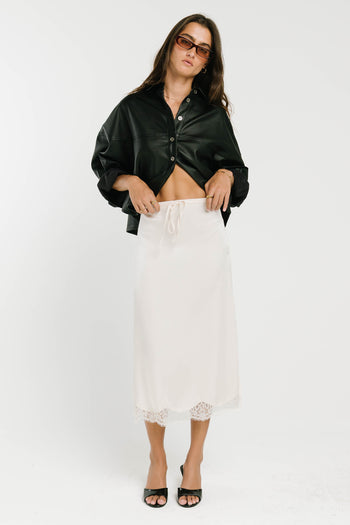 Cleo Lace Trim Midi Skirt in Cream