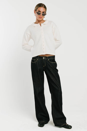 Trixie Ruffled Cardigan in Ivory - FINAL SALE