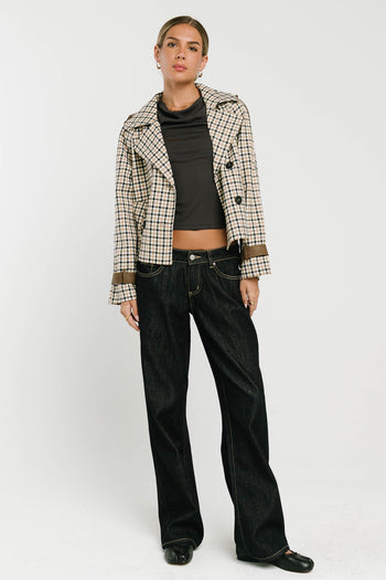 Emerson Plaid Cropped Trench Coat