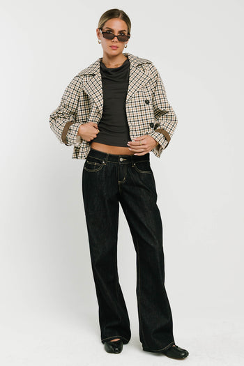 Emerson Plaid Cropped Trench Coat