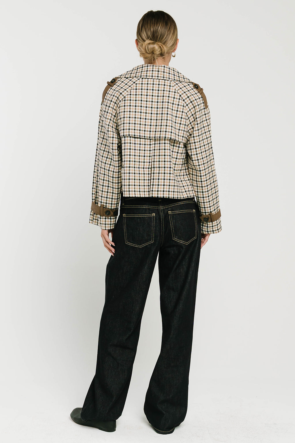 Emerson Plaid Cropped Trench Coat