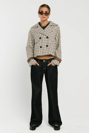 Emerson Plaid Cropped Trench Coat