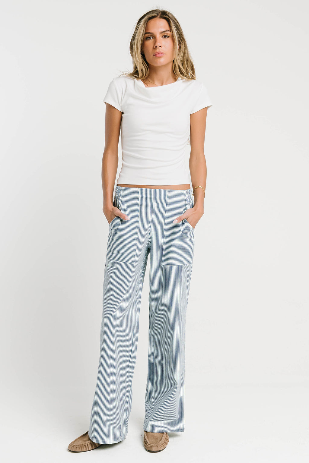 Paula Cowl Neck Top in White
