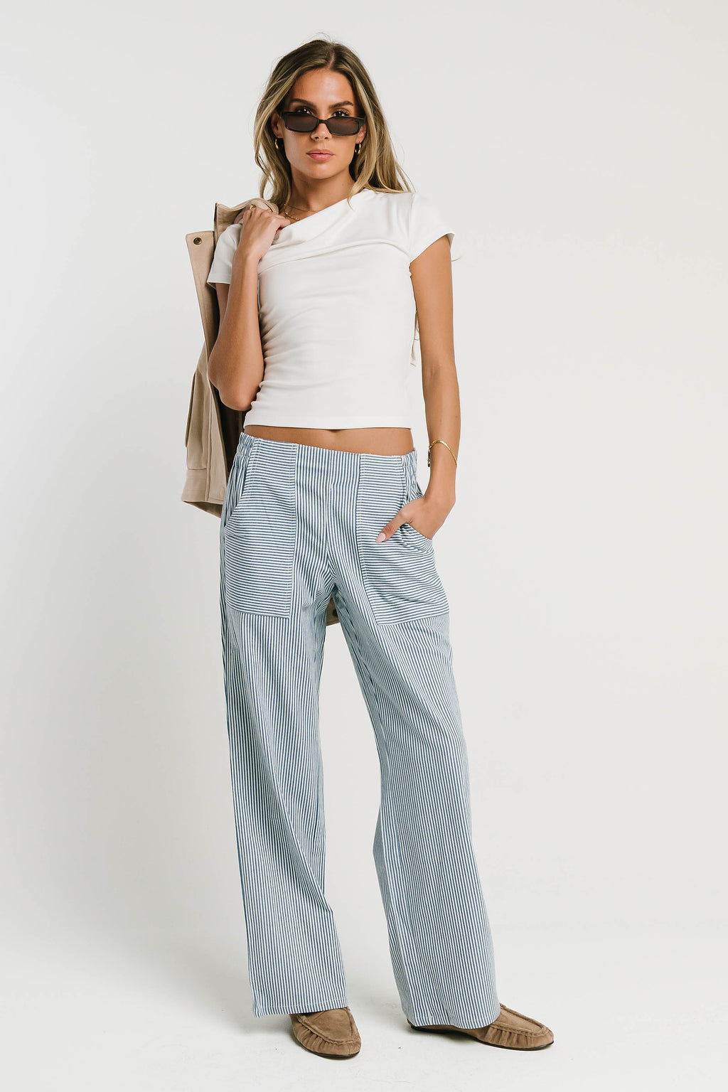 Paula Cowl Neck Top in White