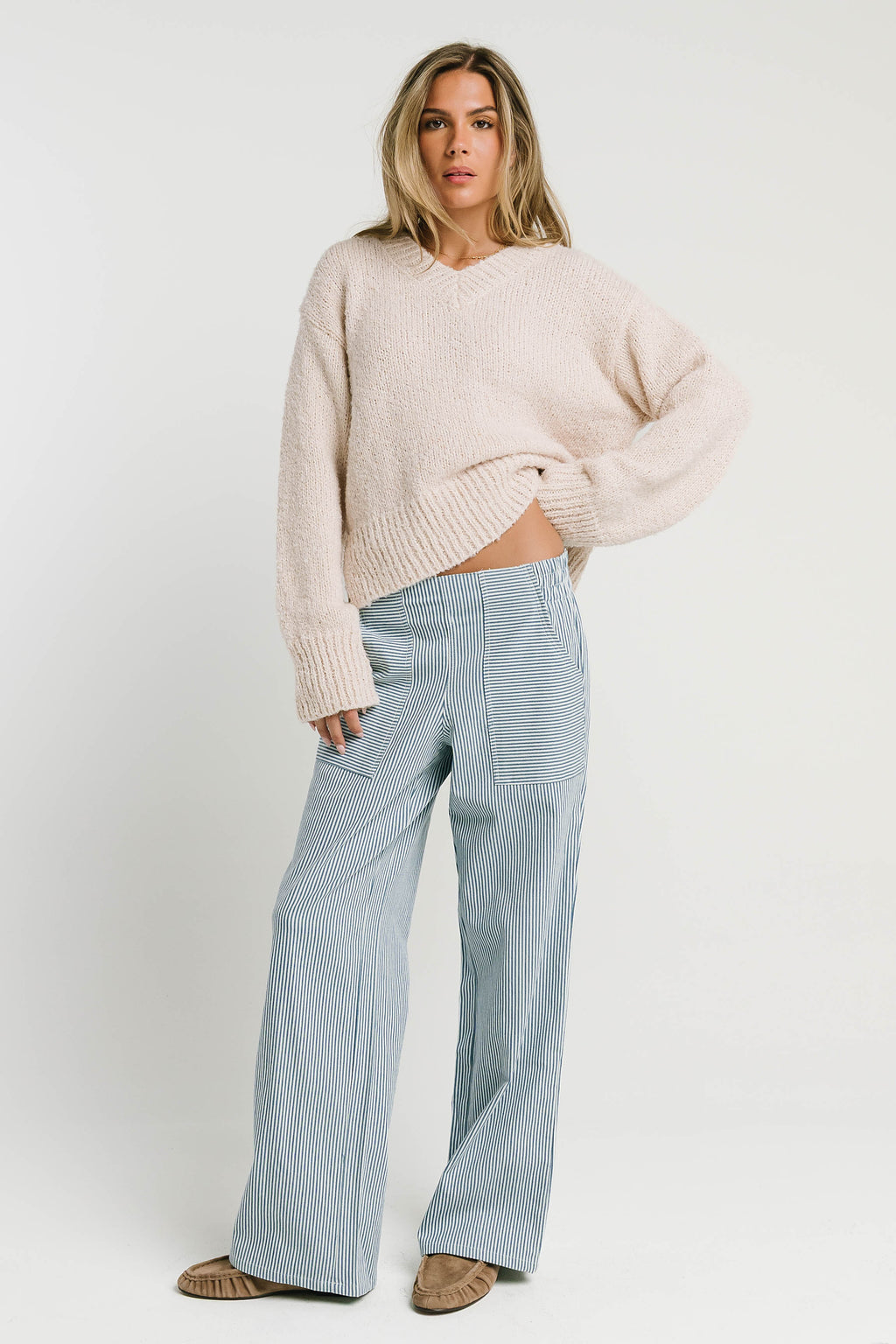 Junie Fuzzy Sweater in Cream