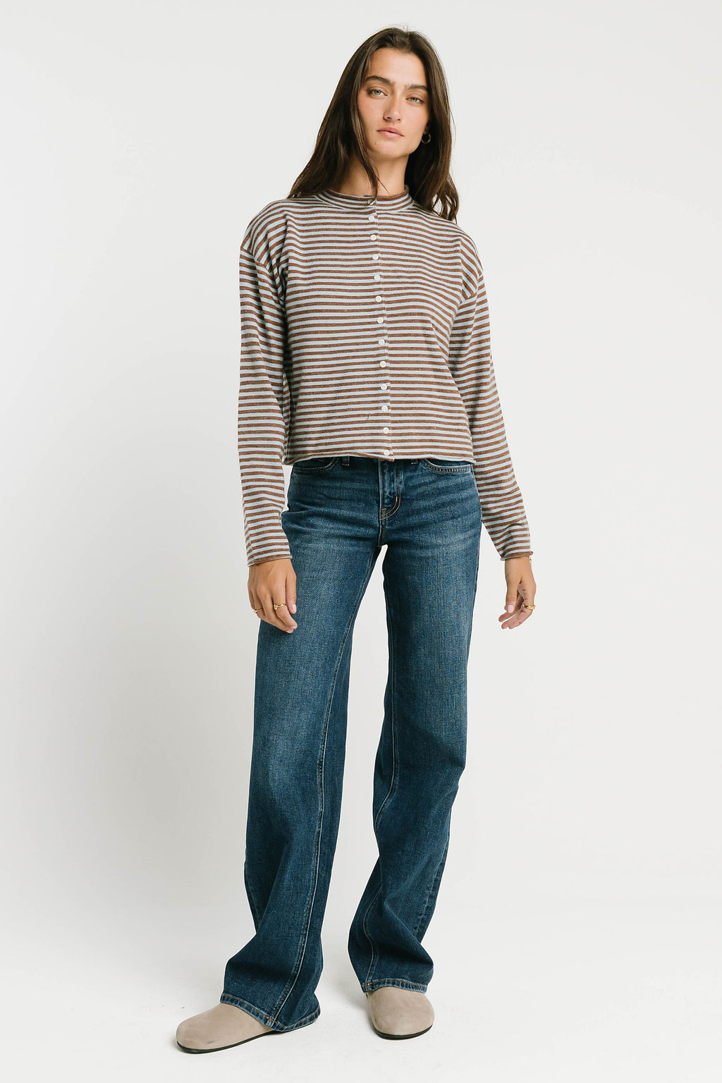 Julianne Striped Cardigan in Brown