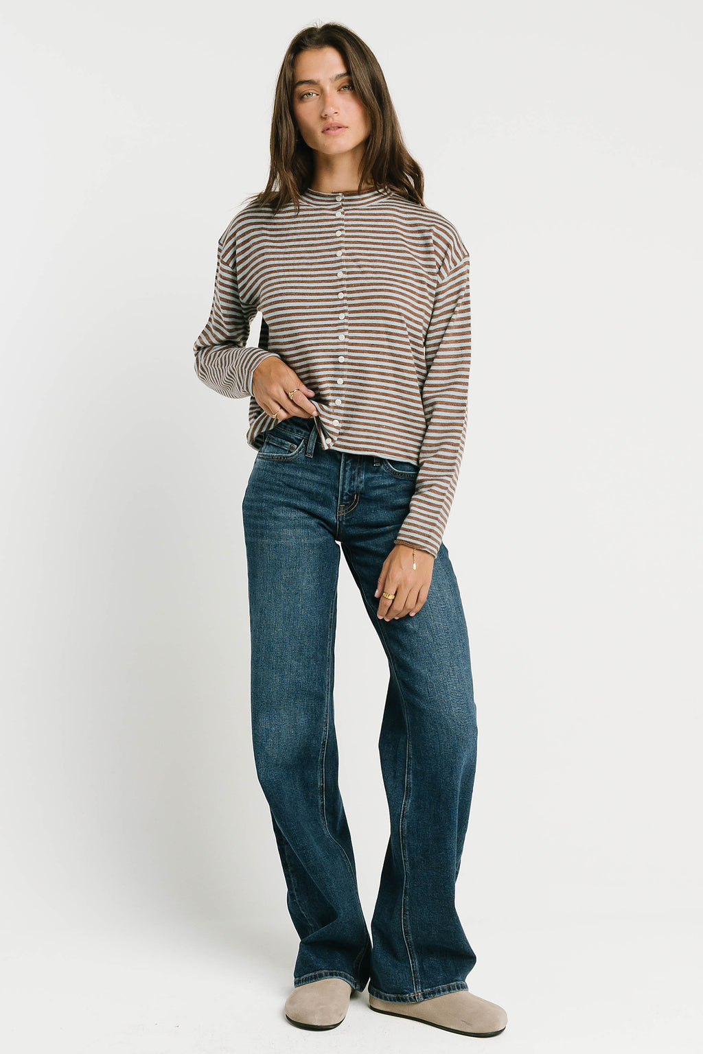 Julianne Striped Cardigan in Brown