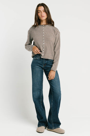 Julianne Striped Cardigan in Brown