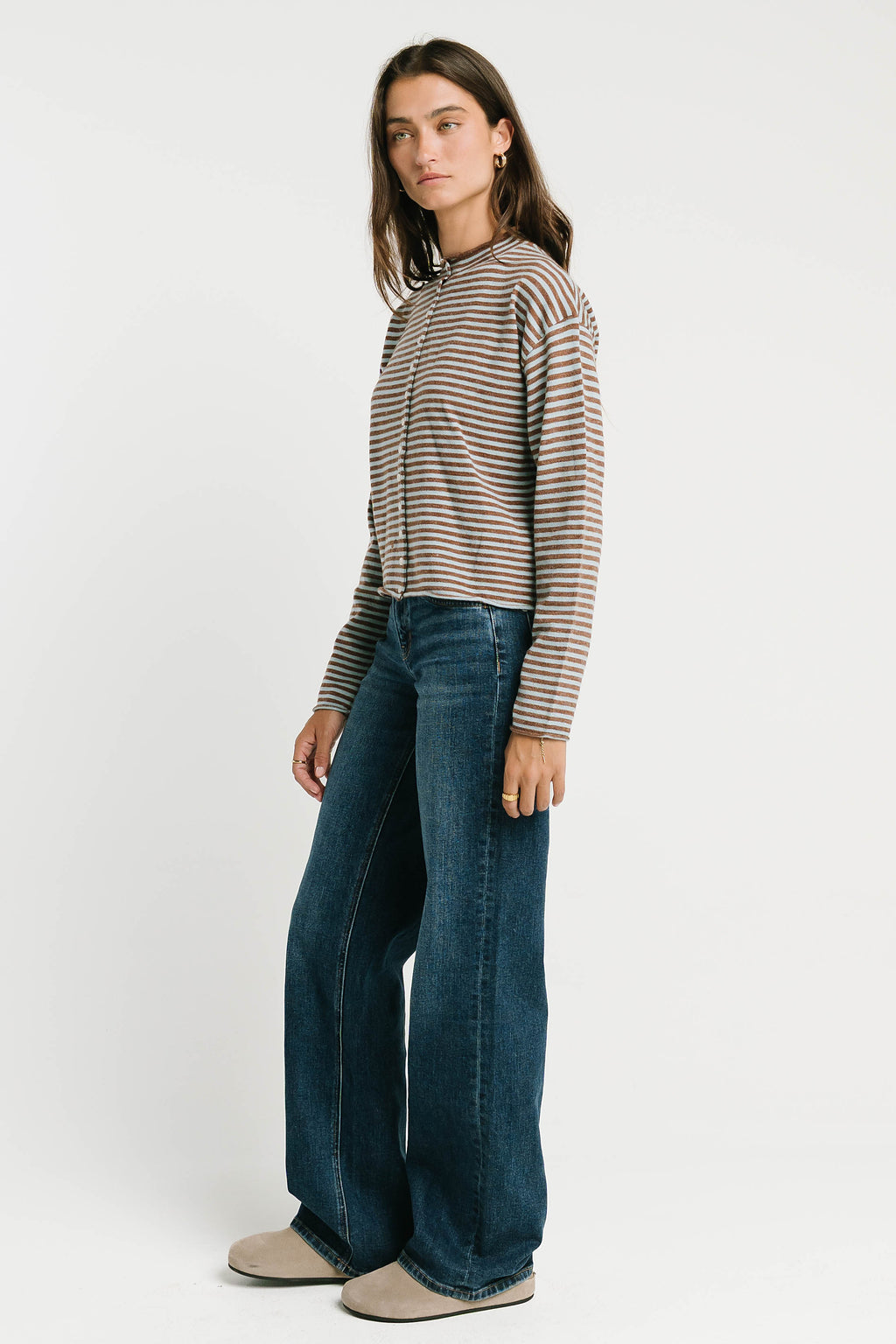 Julianne Striped Cardigan in Brown