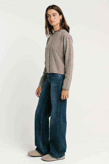 Julianne Striped Cardigan in Brown