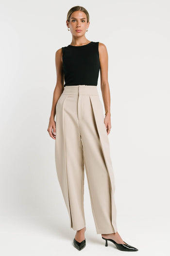 Calla Folded Trousers in Tan