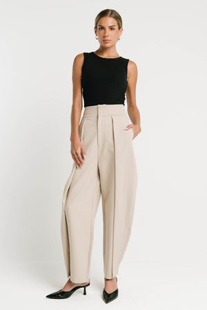 Calla Folded Trousers in Tan