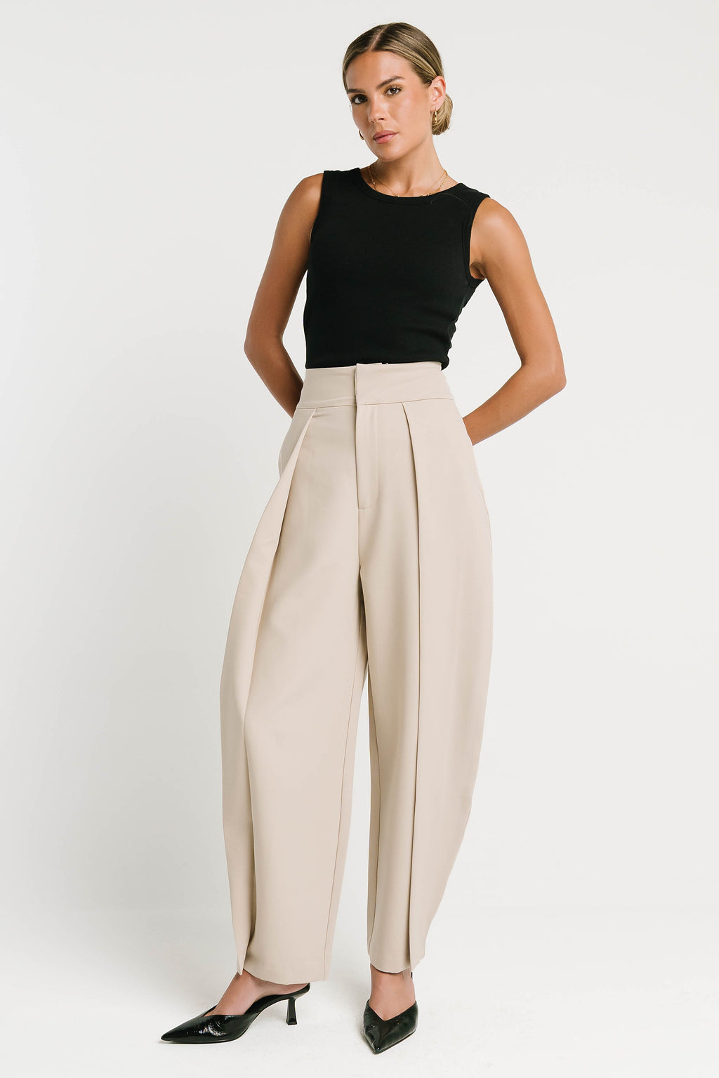 Calla Folded Trousers in Tan