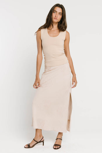 Jayda Embroidered Maxi Skirt in Natural