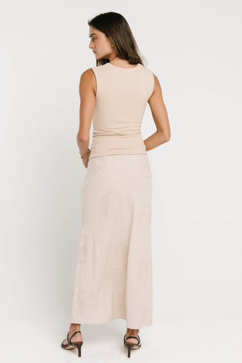 Jayda Embroidered Maxi Skirt in Natural