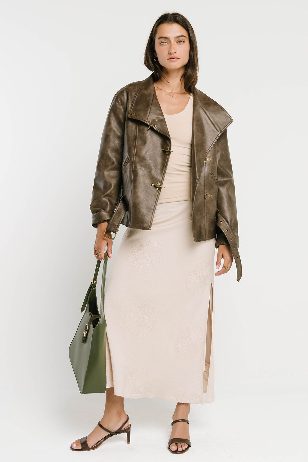 Jayda Embroidered Maxi Skirt in Natural