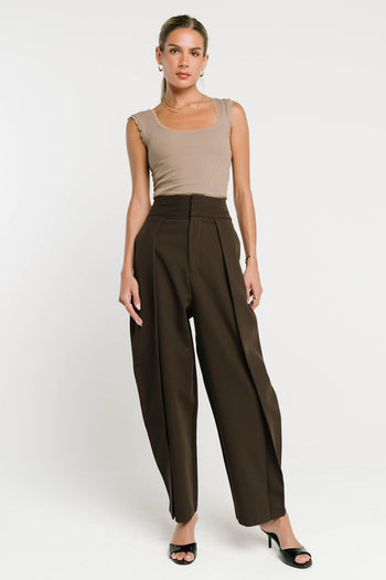 Sawyer Lace Trim Tank Top in Taupe