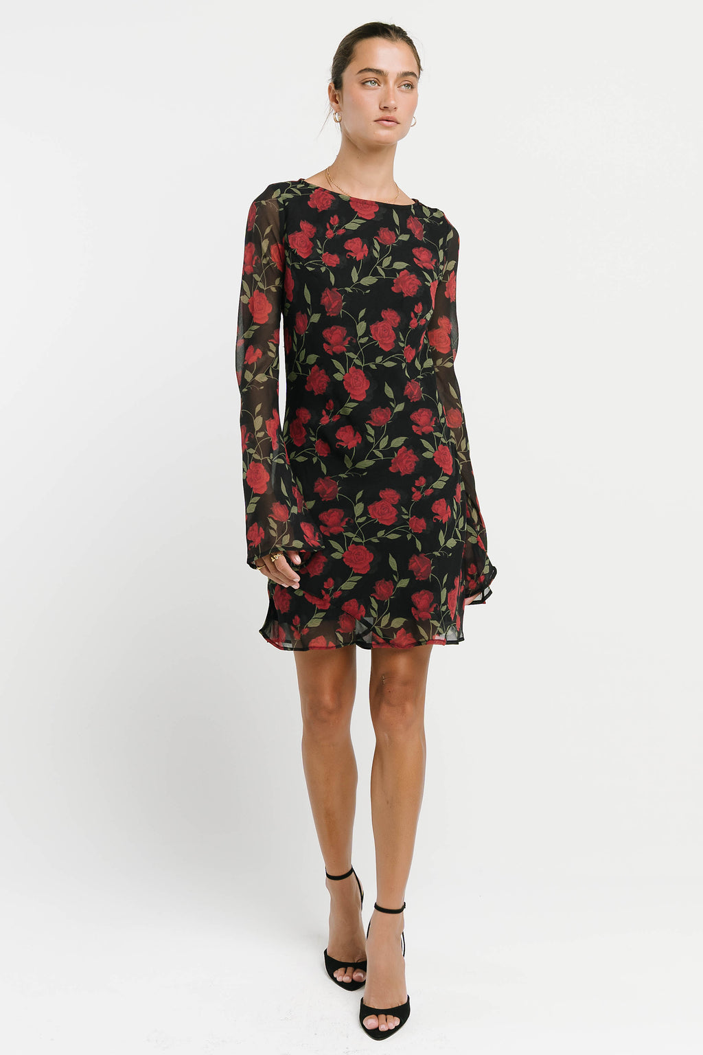 Jennie Floral Mini Dress in Black
