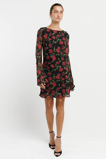 Jennie Floral Mini Dress in Black