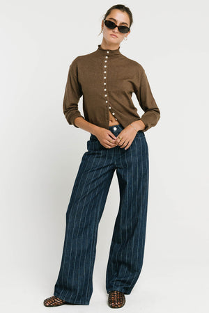 Maya Button Up Sweater in Brown
