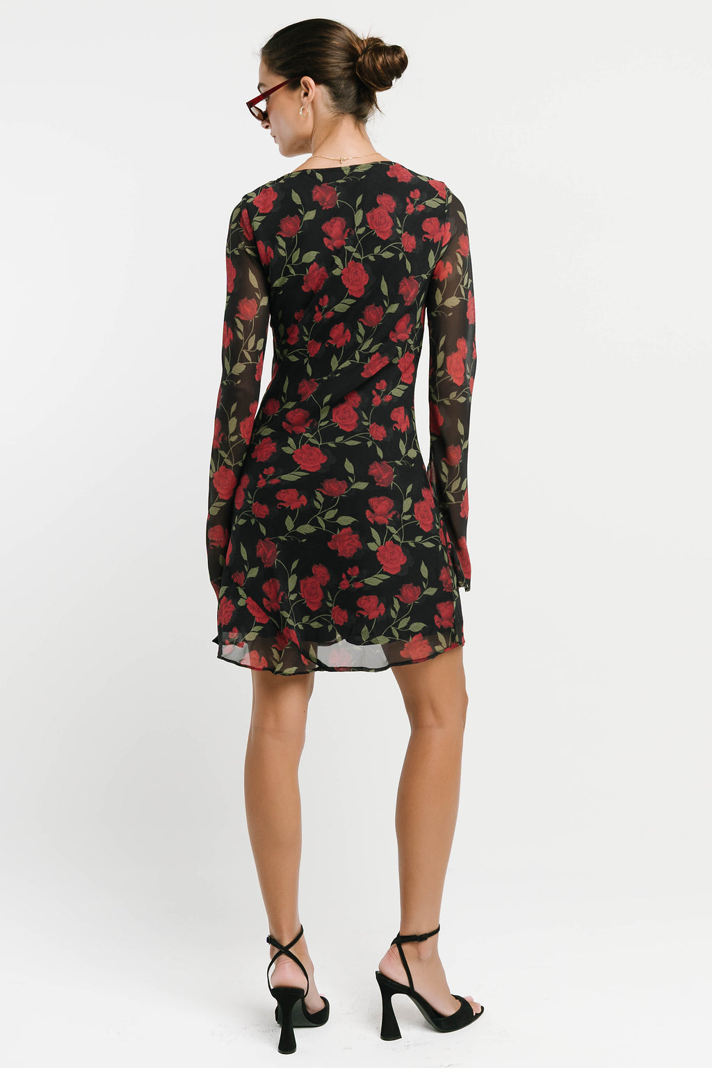 Jennie Floral Mini Dress in Black