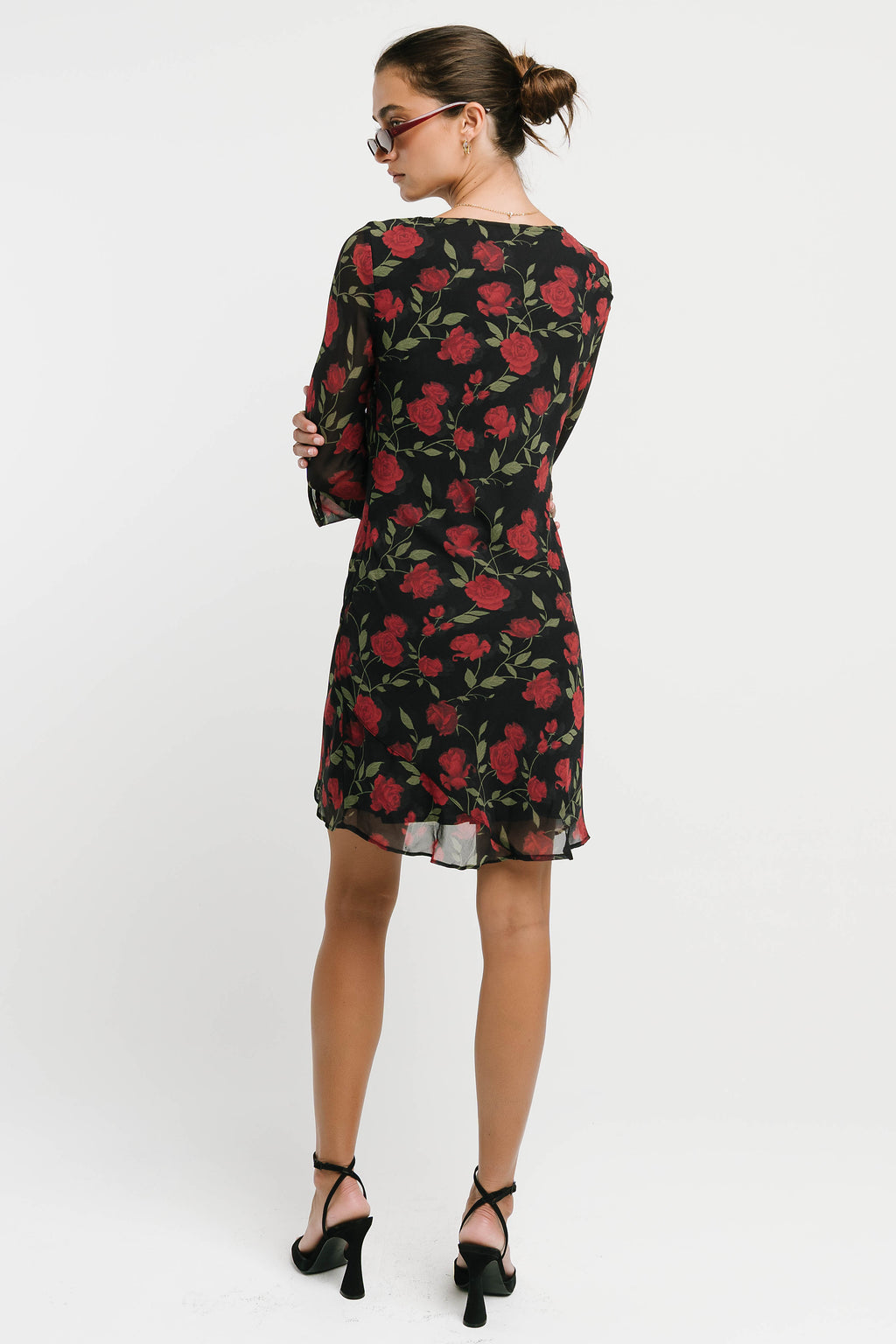 Jennie Floral Mini Dress in Black